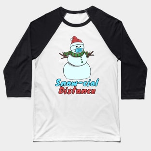 Snow-Cial Distance Snowman with face mask Snovid Baseball T-Shirt